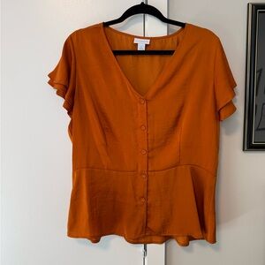 Liz Claiborne Orange V-Neck Blouse